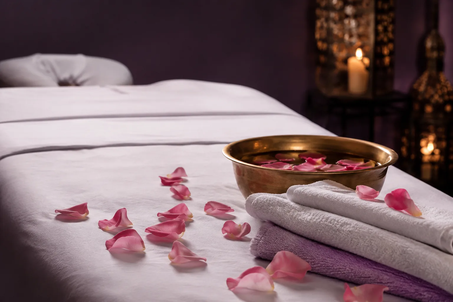 Seans öncesi hazırlanmış masaj masası — Lila Spa, Firuzköy misafirlerine hizmet veren salon